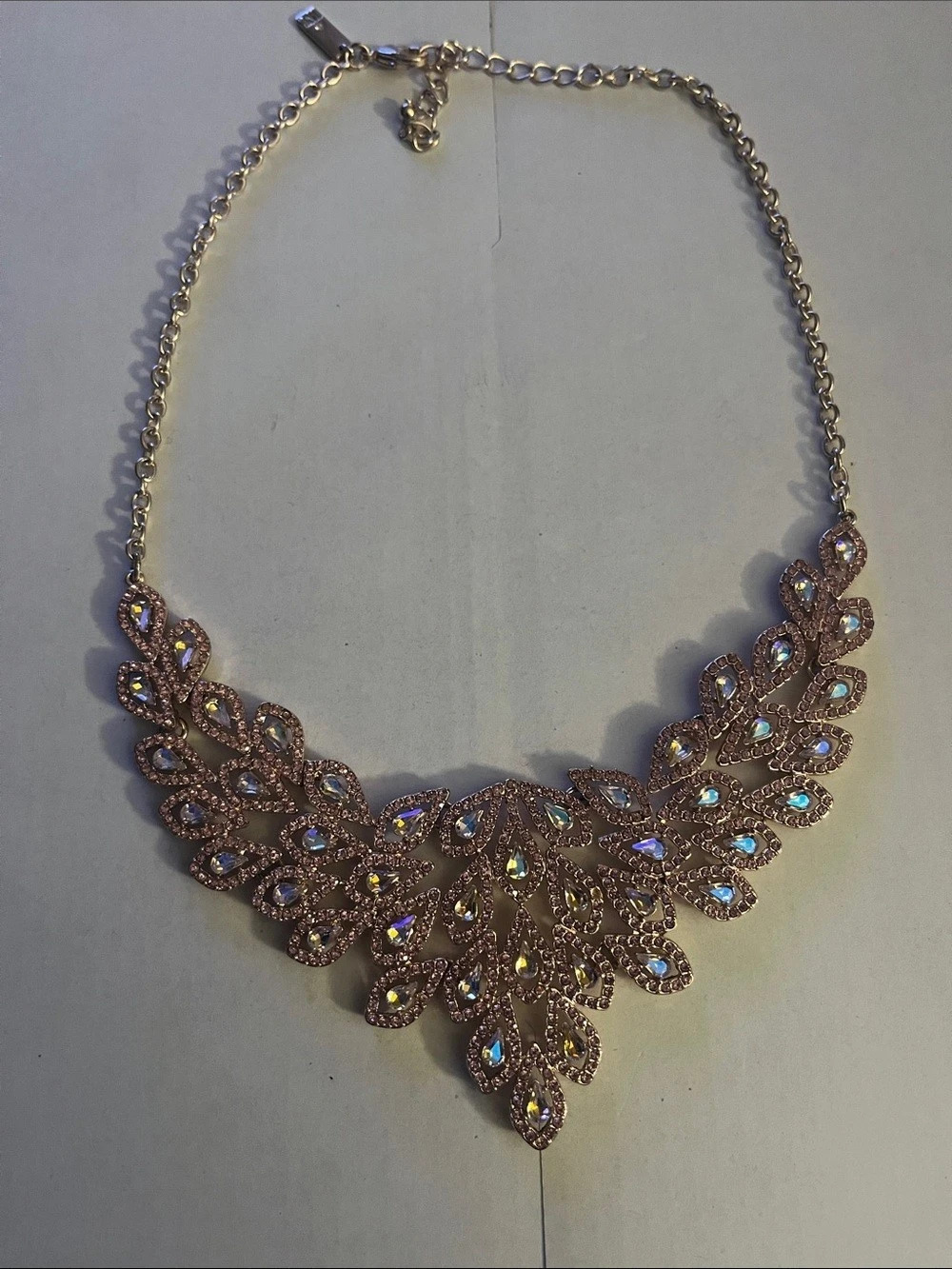INC International Concepts Rhinestone Bib Necklace in Pink & Gold